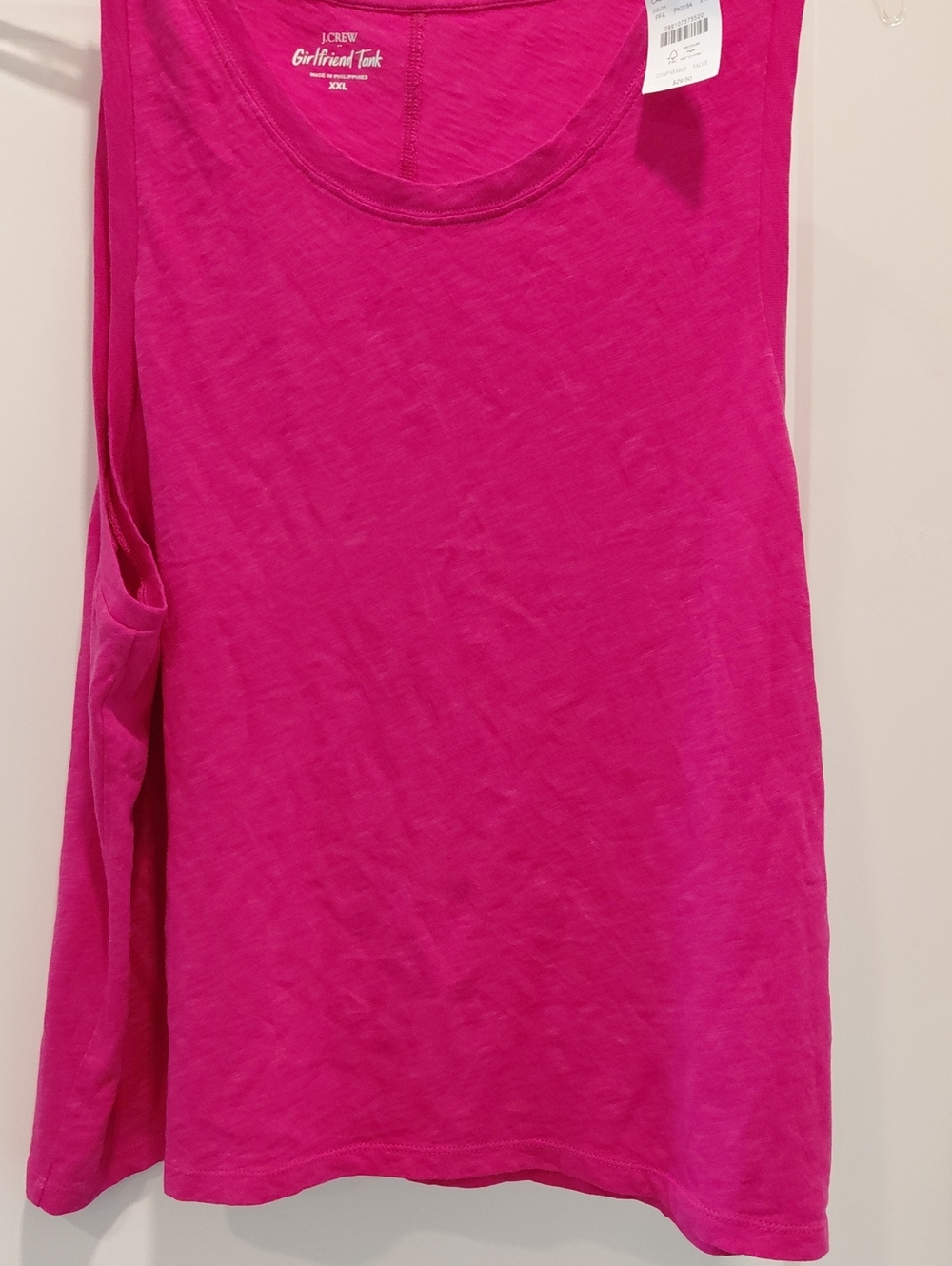 New J. Crew Hot Pink Girlfriend Tank...Size XXL